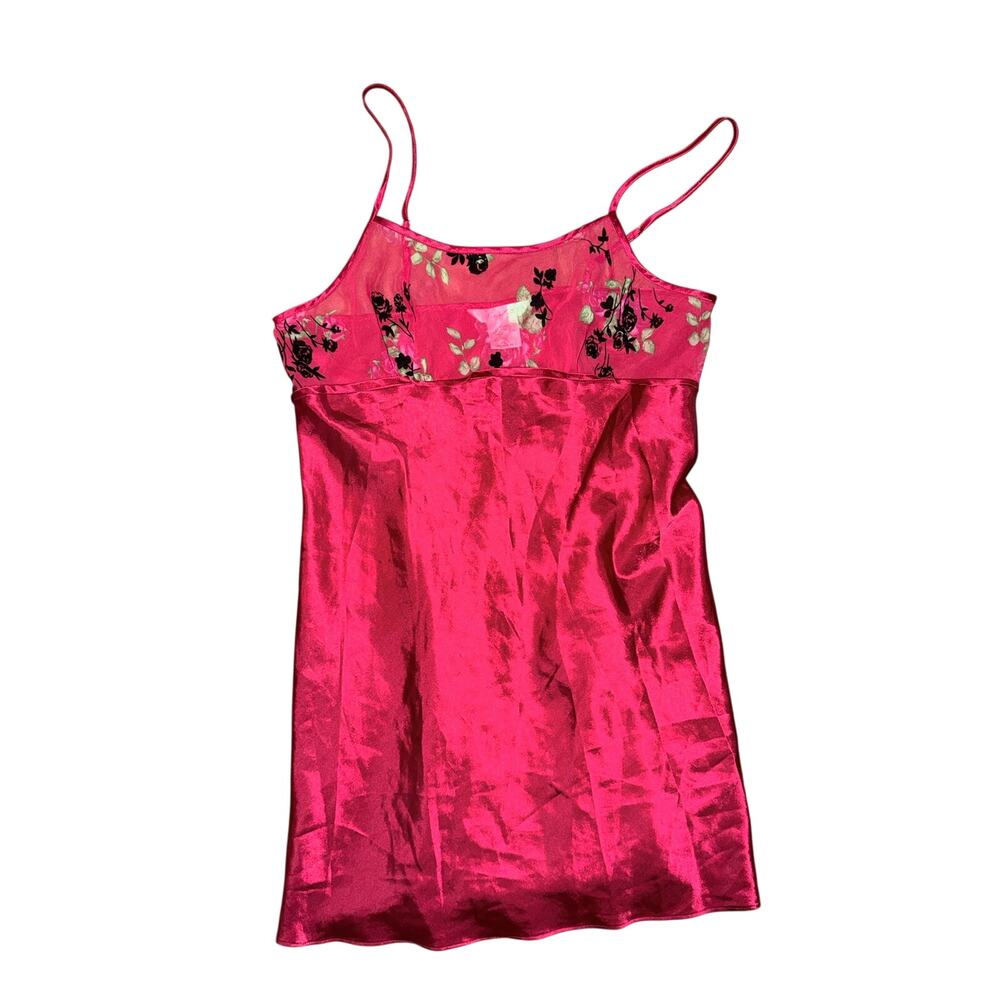 Secret treasures wine red embroidered babydoll slip gown nightie large moody